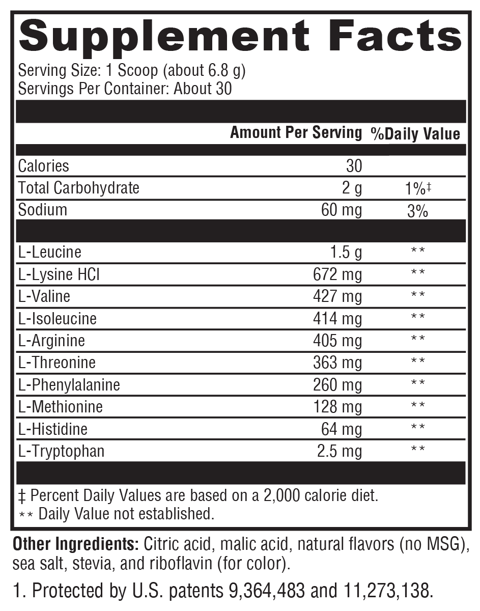 SerobolX Amino Complex - Lemon Supplement Facts