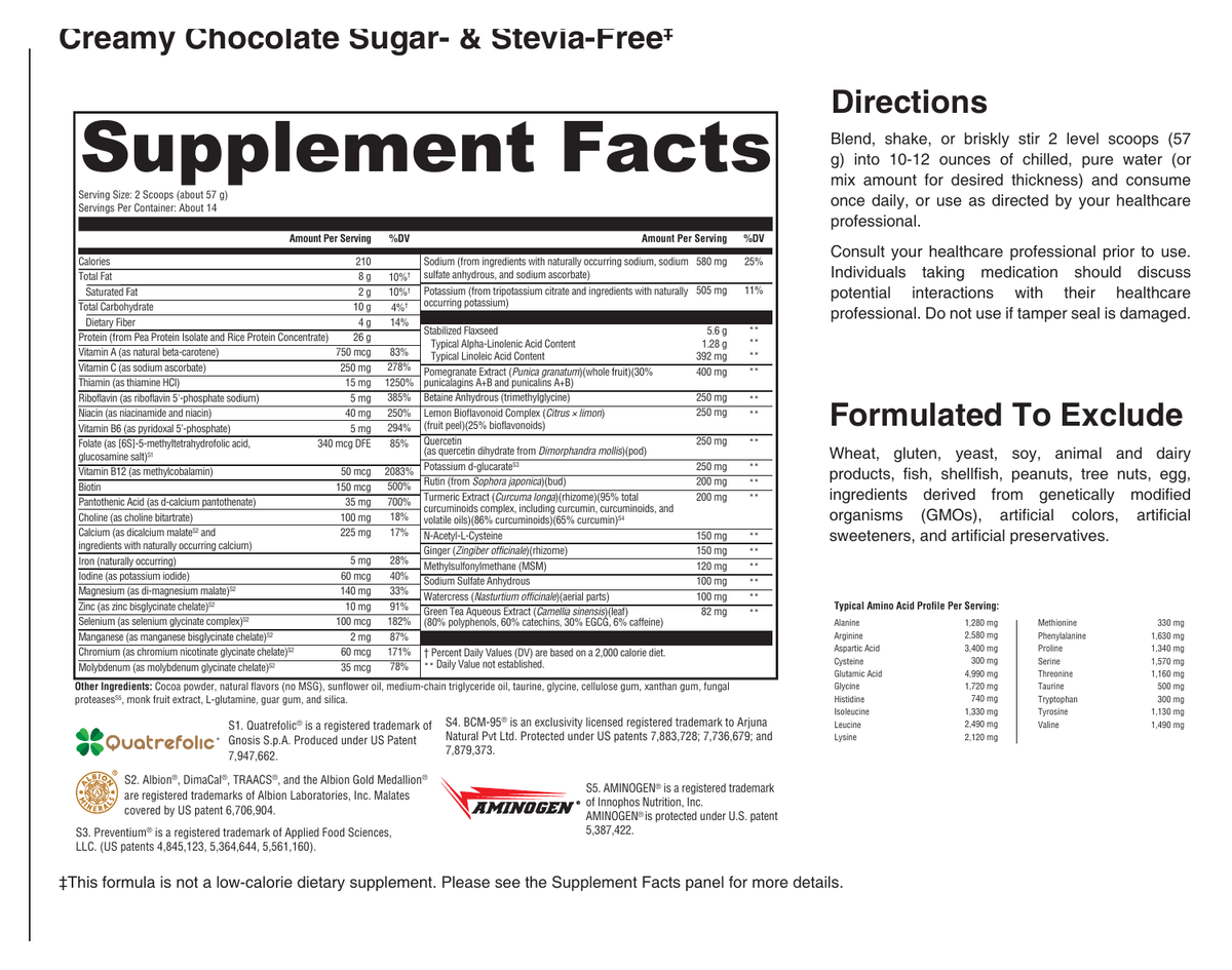 Sero GI Support and Recovery Chocolate supplement facts