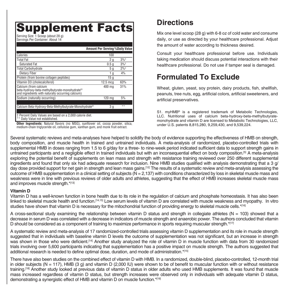 Sero-Lean Collagen Mocha supplement facts