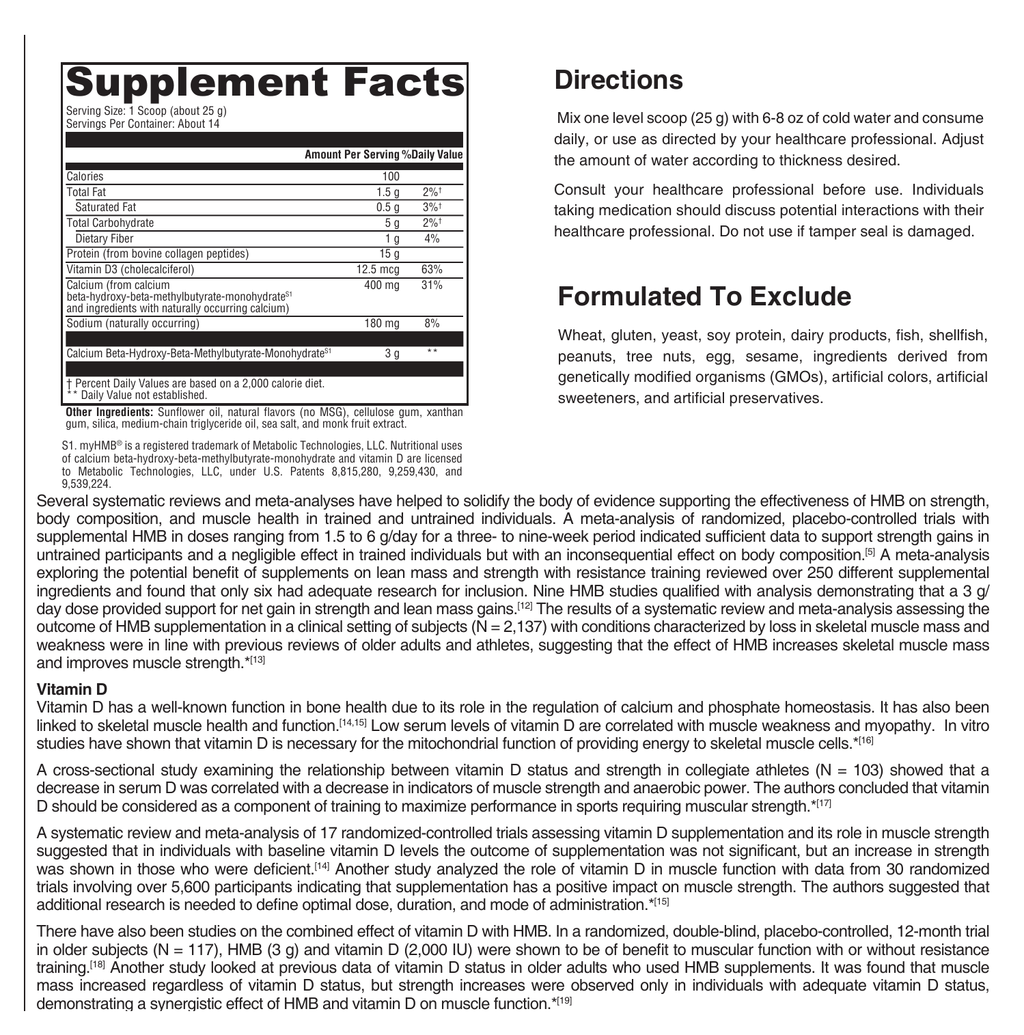 Sero-Lean Collagen Vanilla supplement facts