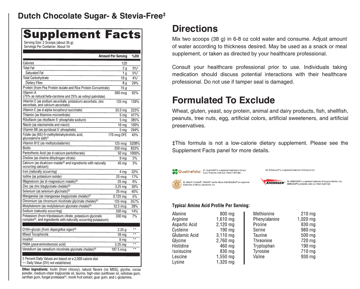 Sero-Lean Meal Dutch Chocolate supplement facts