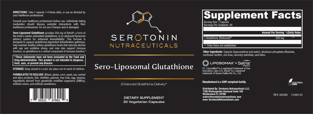Sero-Liposomal Glutathione label - Supplement Facts